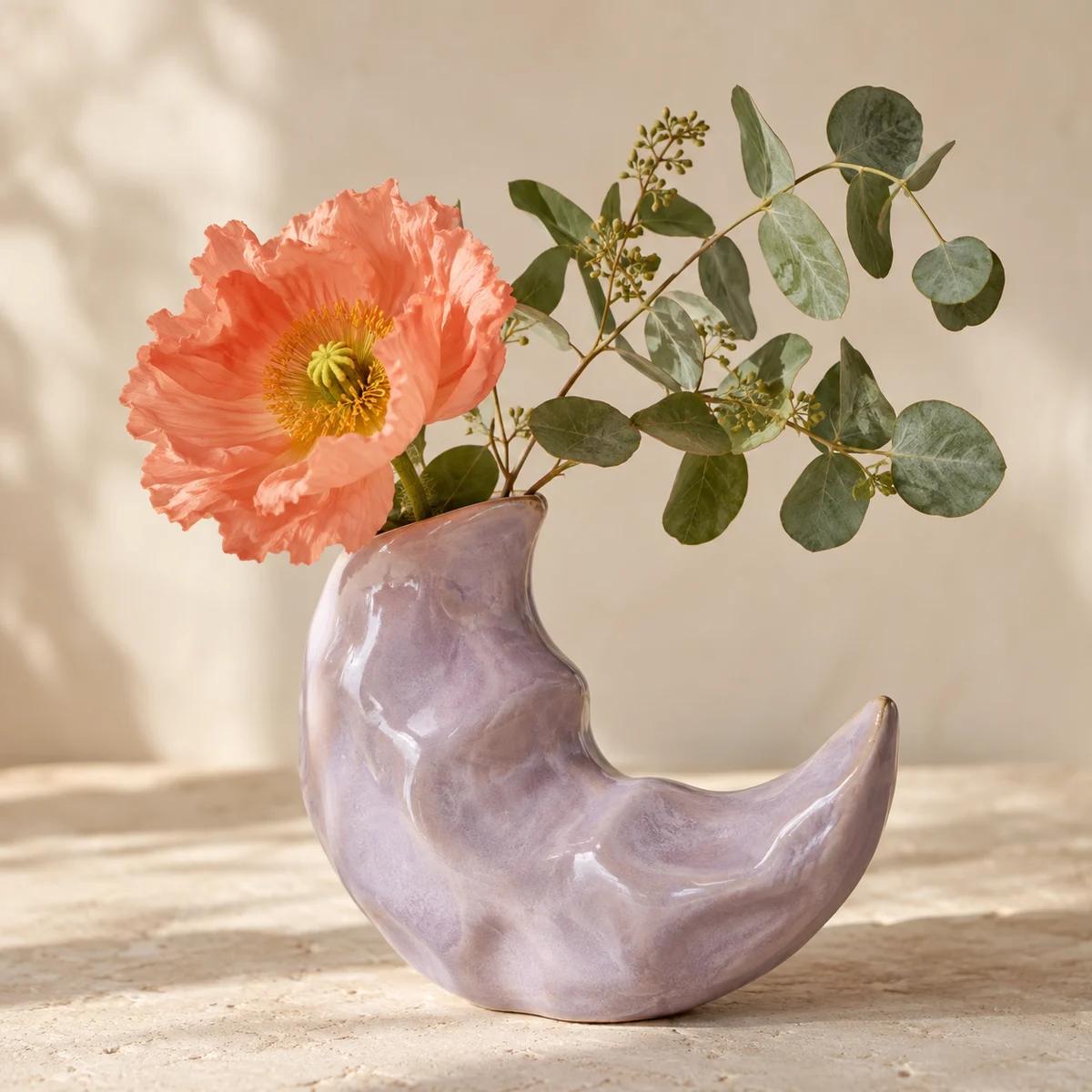 Mara's handmade lilac moonflower vase